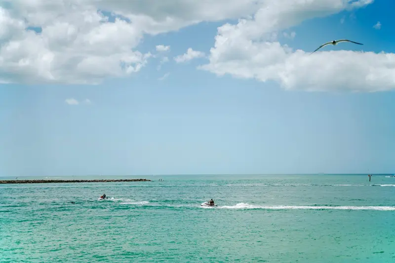 Wide view of the open Gulf at golden hour