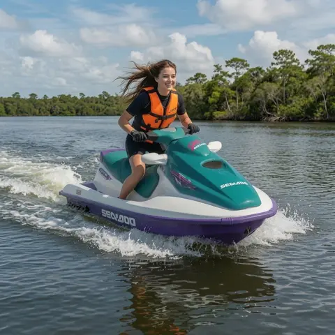 Sea-Doo jet ski floating on calm Gulf water